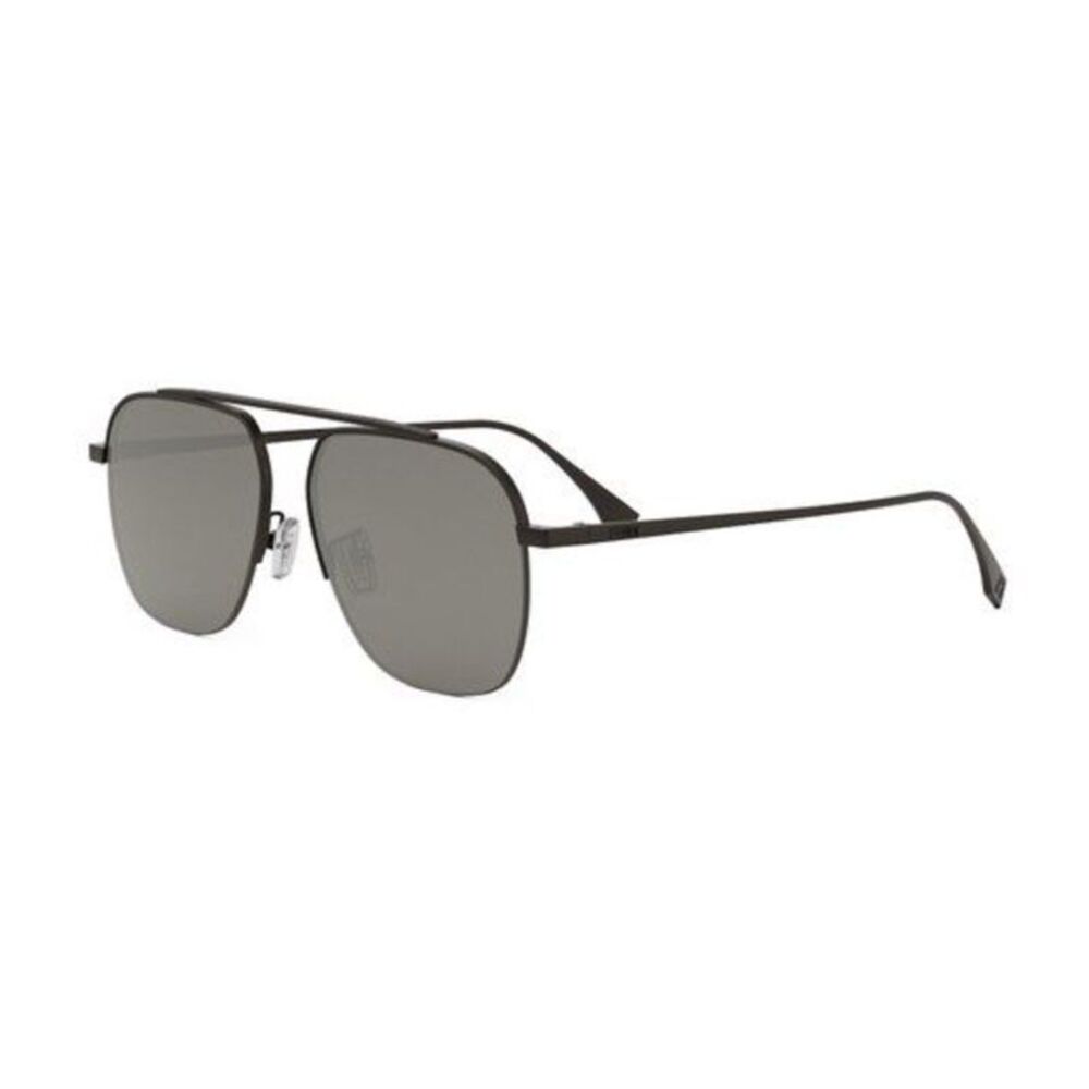 Fendi Sunglasses Aviator Full Rim, Matte Light Ruthenium Frame and Smoke Mirror